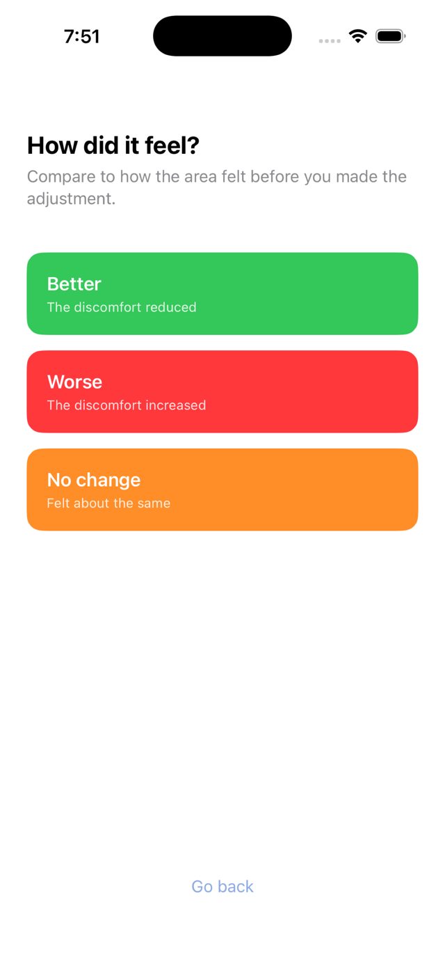 Step 5: the next adjustment, routed by your previous answer.